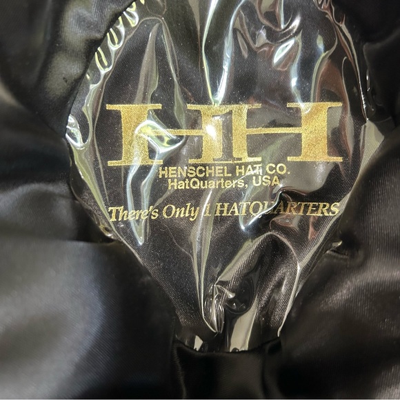 VINTAGE HENSCHEL BLACK LEATHER FEDORA HAT SIZE M - Picture 8 of 8